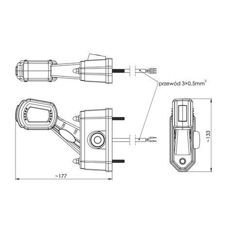 Horpol LED Begrenzungsleuchte + Sensor 3-Funktionen Rechts