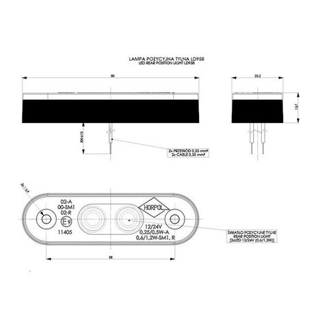 Horpol LED Postionsleuchte Rot Oval LD-958