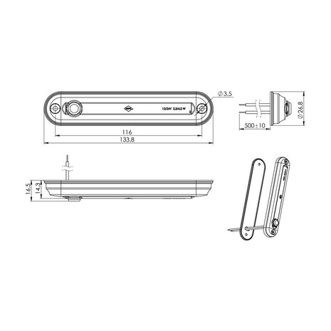 Horpol LED Innenleuchte + Schalter 12-24V Cool White LWD 2526