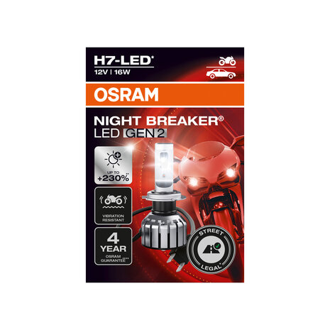 Osram Motorrad H7 LED Hauptscheinwerfer 12V Set Night Breaker LED GEN2 ECE-geprüft