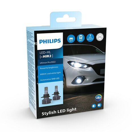 Philips HIR2 LED Hauptscheinwerfer 12–24 V Ultinon Pro3022 Set