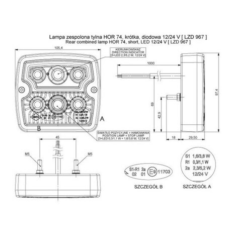 Horpol LED Rückleuchte Eckig LZD 967