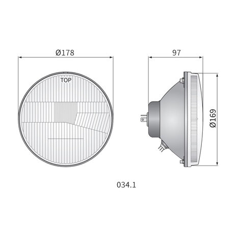 Wesem Hauptscheinwerfer Rund Ø178mm / 7 Inch R2 Einbau