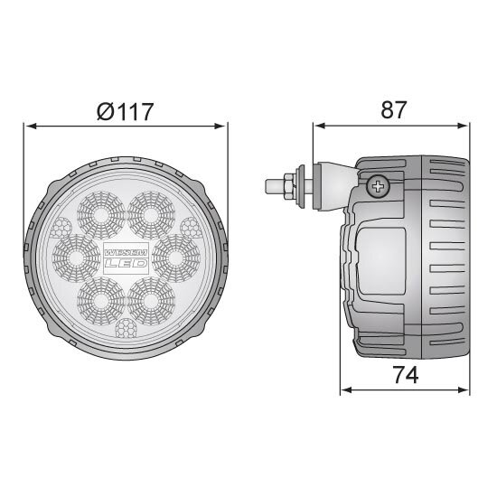 Wesem LED Fernscheinwerfer 2500LM + Kabel + Hinter montage
