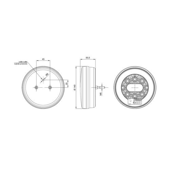 Fristom FT-110 Neon-look LED Rückleuchte 3-Funktionen Kabel