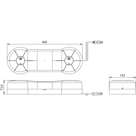 Dasteri Led mini Warnbalk Magnet Rot