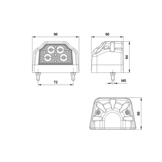 Fristom FT-031 LED Kennzeichenbeleuchtung Schwarz 12-24V