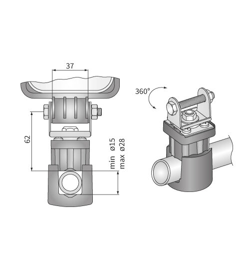 Wesem Arbeitslampenklemme 3D drehbar Ø15-28mm