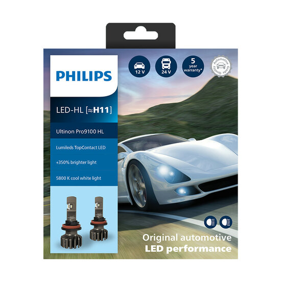Philips H11 LED Hauptscheinwerfer 12/24V 16W 2 Stück