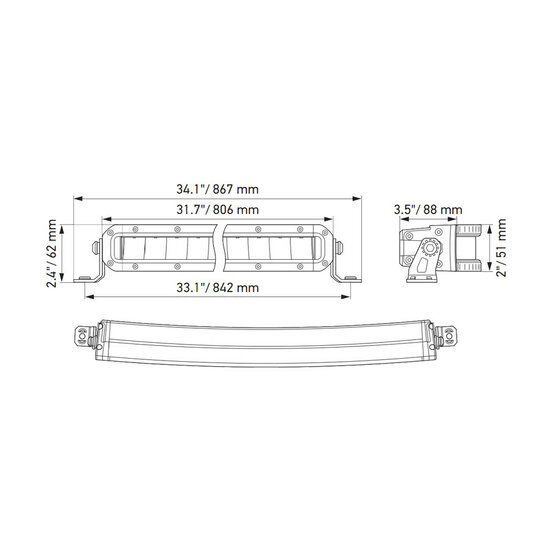 Hella Black Magic Double Curved LED Lightbar 30" 76CM | 1FJ 358 196-611