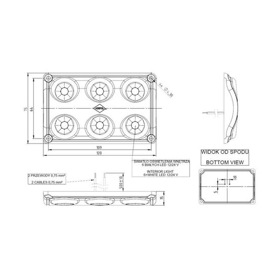 Horpol LED Innenleuchte 12-24V Kalt Weiß LWD 2154