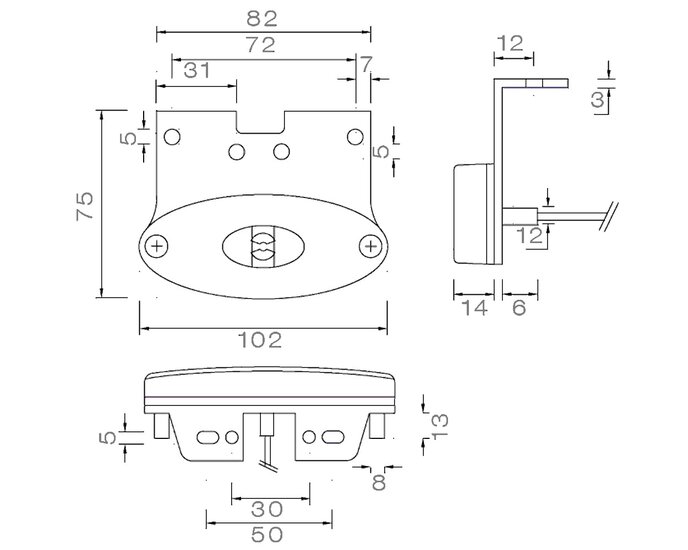 Aspöck LED Positionsleuchte Flatpoint II 12V + Montagehalterung