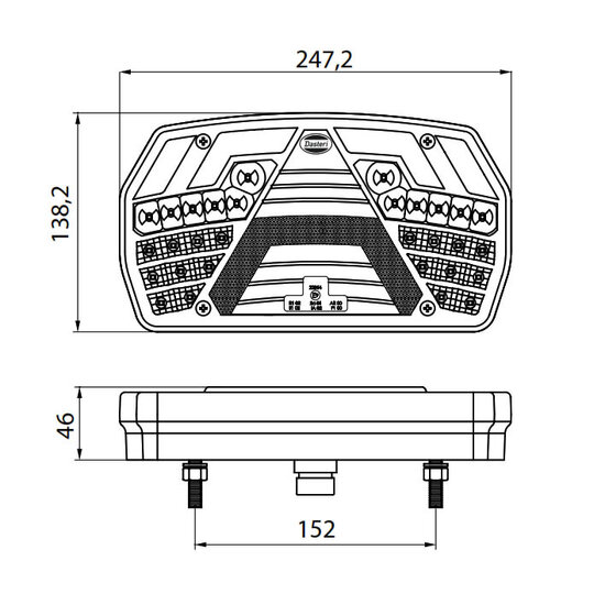 Dasteri Led Rückleuchte Rechts 6 Funktionen 7-Pins AMP Stecker