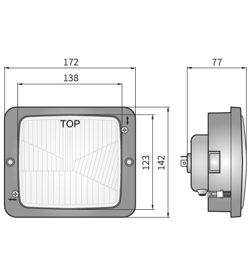 Wesem Einbau Hauptscheinwerfer 172x142 + Rahmen