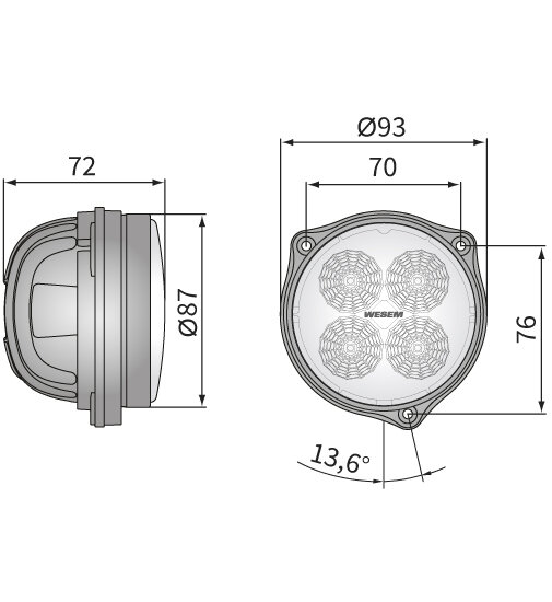 Wesem LED Einbau Arbeitsscheinwefer 1500LM + Deutsch-DT