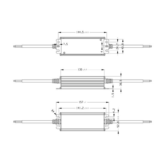 Wasserdichtes 12-Volt DC 50W LED-Netzteil