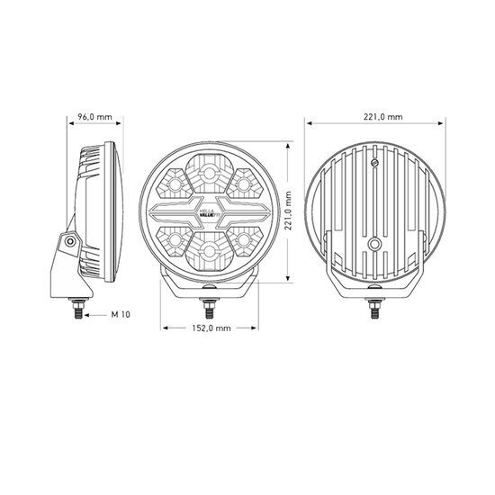 Hella LED-Fernscheinwerfer Blade 9" Chrom Weiß/Orange Positionslicht Ref. 50