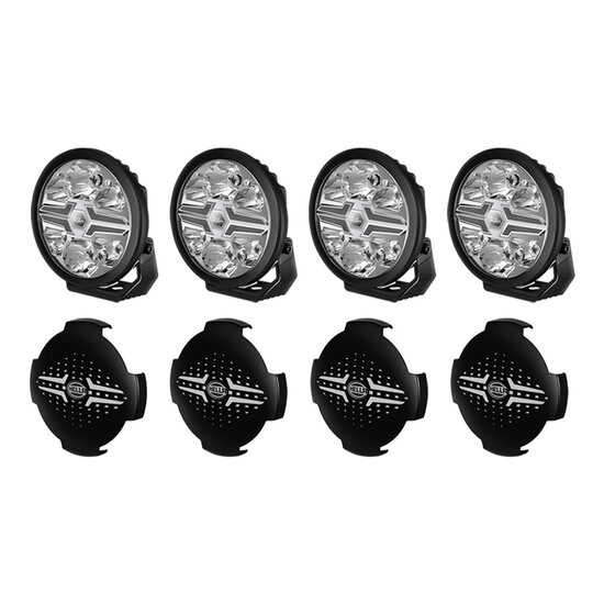 SET 4x Hella LED Fernscheinwerfer Blade 7" Schwarz + Schutzkappen