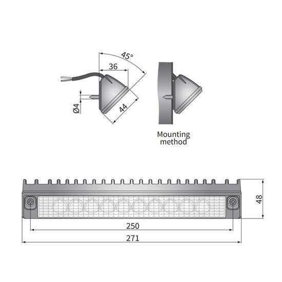 Wesem LED Arbeitsscheinwerfer CRP1 verlängert 2200LM + Kabel