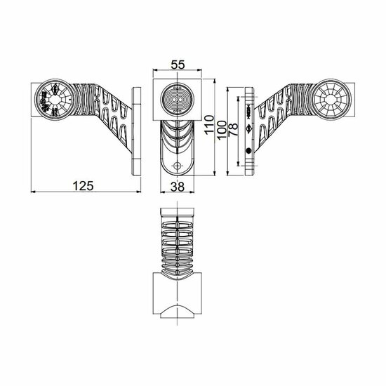 Horpol LED Begrenzungsleuchte 3-Funktionen Schr&auml;g Dark Look | LD-2181/GRAPHITE
