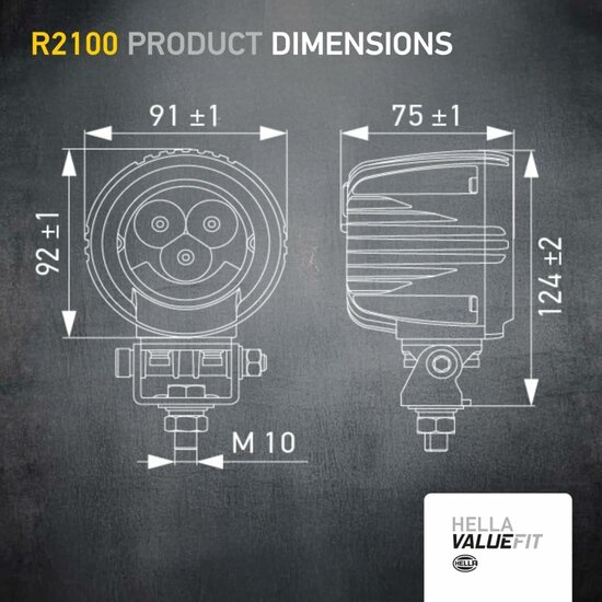 Hella ValueFit R2100 2.0 Flutlicht 2100 lm + Wei&szlig;/Gelb Positionslicht