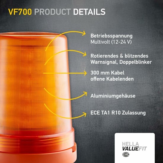 Hella VF700 LED Blitzleuchte Orange 12-24 V