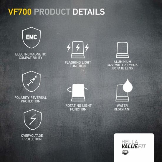 Hella VF700 LED Blitzleuchte Orange 12-24 V