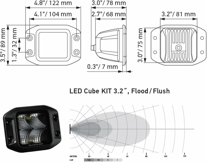 Hella LED Cube Set 3,2" Breit Einbau | 1FA 358 176-831