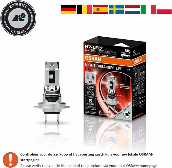 Osram Night Breaker LED Speed H7 450 Street Legal | +450%