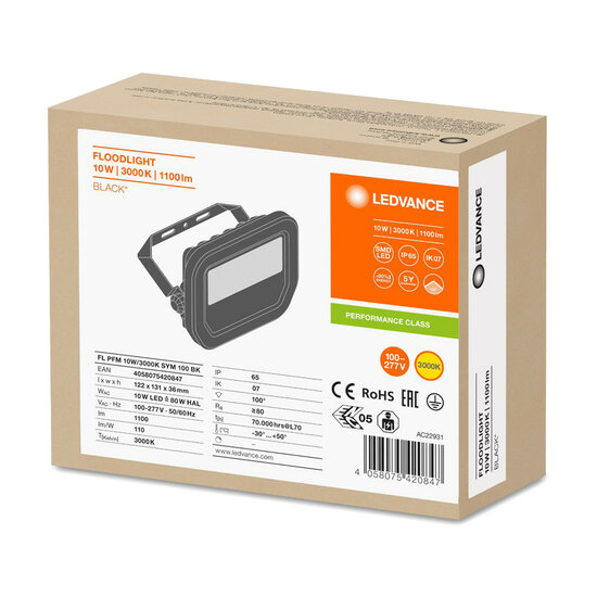 Ledvance FL10 8W LED Fluter 230V Schwarz 3000K Warmwei&szlig;