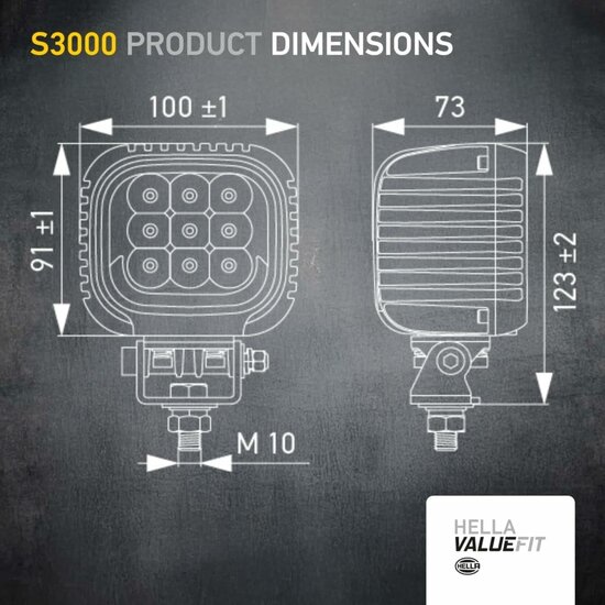 Hella S3000 2.0 LED Flutlicht 3000 lm + Wei&szlig;/Gelb Positionslicht