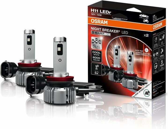 2er Set H11 Osram Night Breaker LED Smart ECE