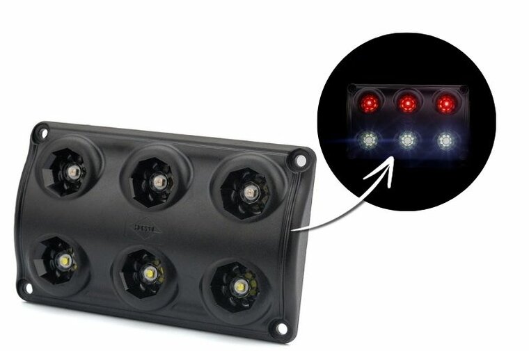Horpol LED Innenleuchte Schwarz 12-24V | Wei&szlig; + Rot