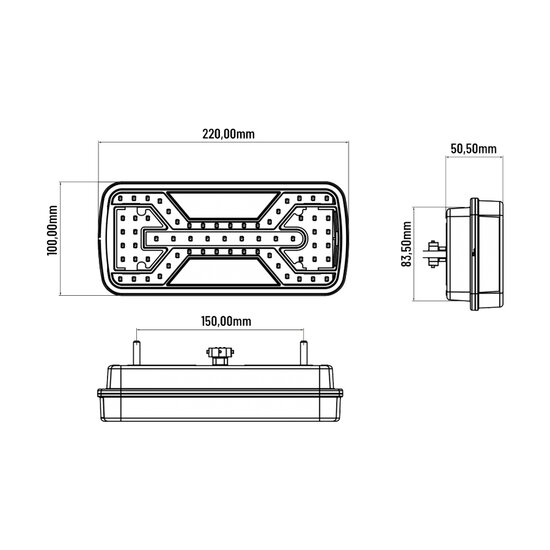 X-Spider LED-R&uuml;cklicht |+R&uuml;ckfahrlicht | Kennzeichenbeleuchtung | 5P-Bajonett | Rechts