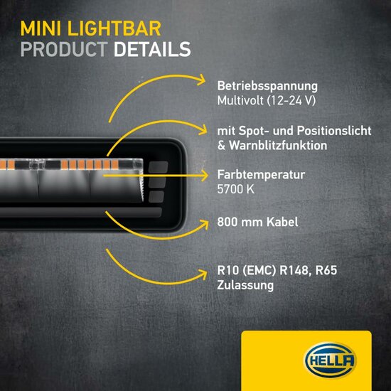 HELLA Black Magic Edgeless Pro Mini 7 Zoll LED Lightbar | 2.152 Lumen