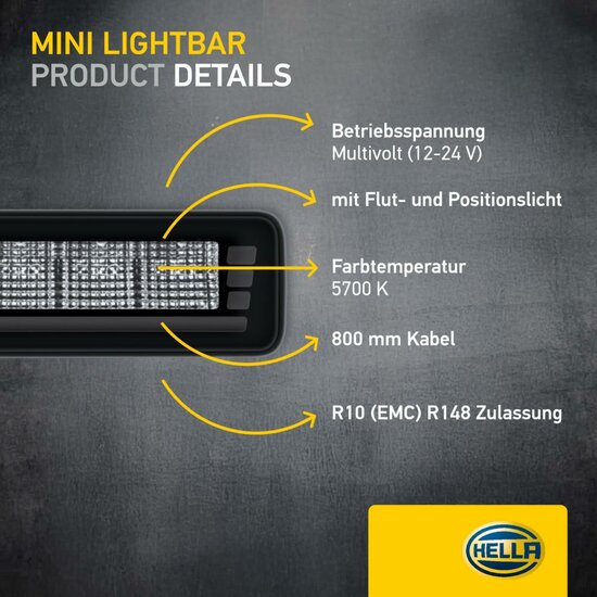 HELLA Black Magic Edgeless Pro Mini 7 Zoll LED Lightbar | 2.125 Lumen