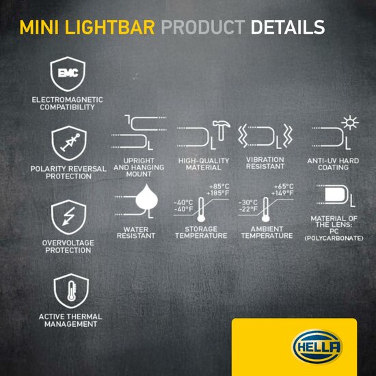 HELLA Black Magic Edgeless Pro Mini 7 Zoll LED Lightbar | 2.125 Lumen