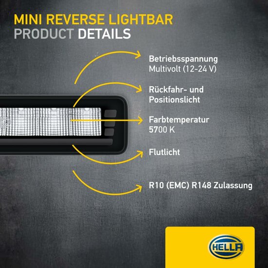 HELLA Black Magic Edgeless Pro Mini 7 Zoll R&uuml;ckfahrscheinwerfer | 500 Lumen