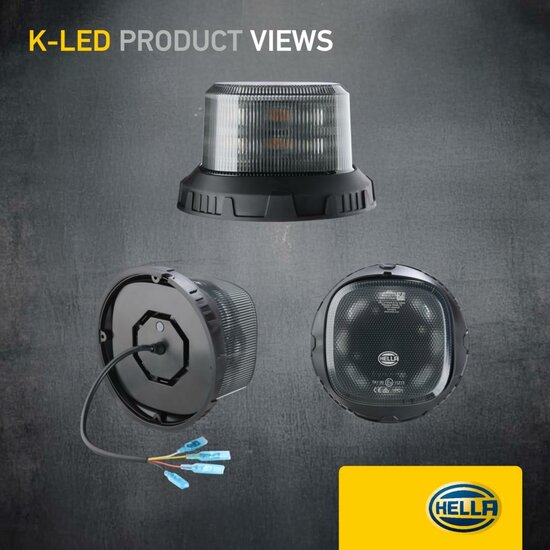 HELLA K-LED QUADRA Rundumleuchte Orange | Smoke