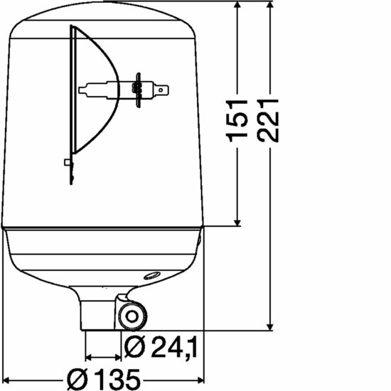 HELLA KL7000 12V gelbe Rundumleuchte | Rohrstutzen