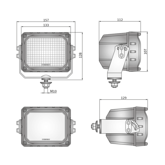 WESEM CRP3 60&deg; LED Arbeitsscheinwerfer 0,5 m Kabel | 10.000 Lumen