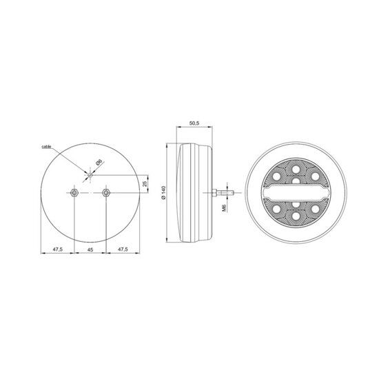 Fristom FT-113 LED R&uuml;ckleuchte 3-Funktionen 1m Kabel