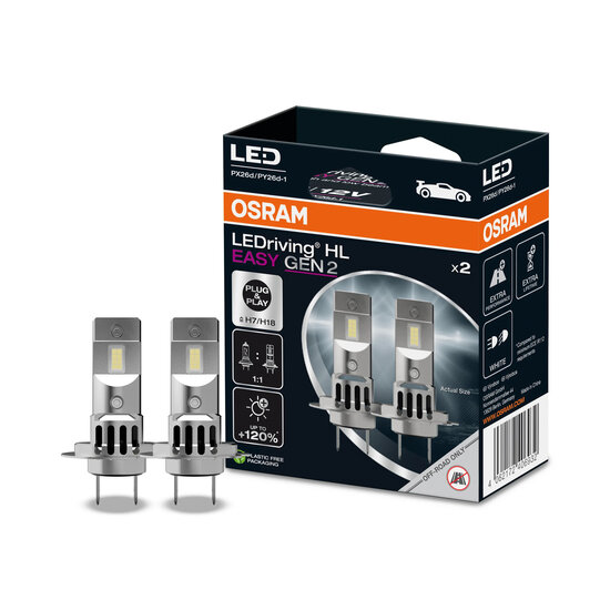 Osram H7/H18 HL Easy GEN2 LED-Scheinwerferlampen-Set, 16W, PX26d/PY26d-t, 12V