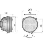 LED Werklamp Breedstraler 1500LM + Kabel + Standaard Glas afmetingen