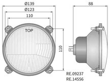 Wesem Hauptscheinwerfer Ø139x88 Incl 24V Birnen