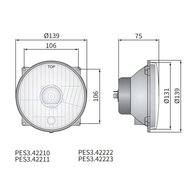Wesem Hauptscheinwerfer H4 Ø139x75 Lochabstand 106x106 12V