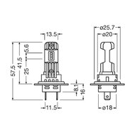 Osram H7/H18 HL Easy LED-Scheinwerfer 16W PX26d/PY26d-t Set 12V