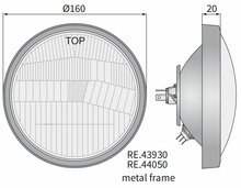 Wesem Hauptscheinwerfer H4 &Oslash;160x70 + Metallrahmen