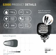 Hella S3000 2.0 LED Flutlicht 3000 lm + Wei&szlig;/Gelb Positionslicht
