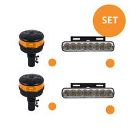 Dasteri 2x LED Blitzer + 2x LED Rundumlicht Aktionsset